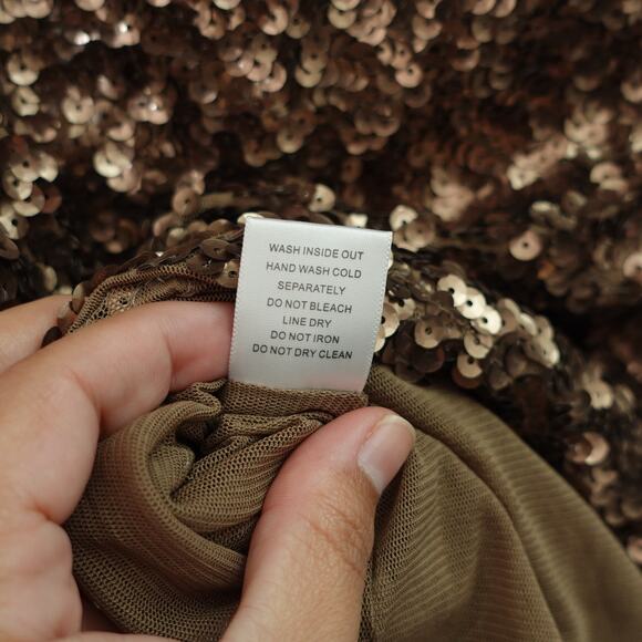 Amber Blue Gold Metallic Sequin Cocktail Party Bodycon Mini Dress Size Medium - Picture 3 of 9